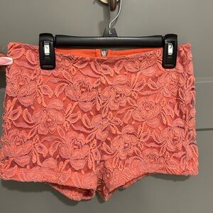 Charlotte Russe Coral Lace High Waist Shorts